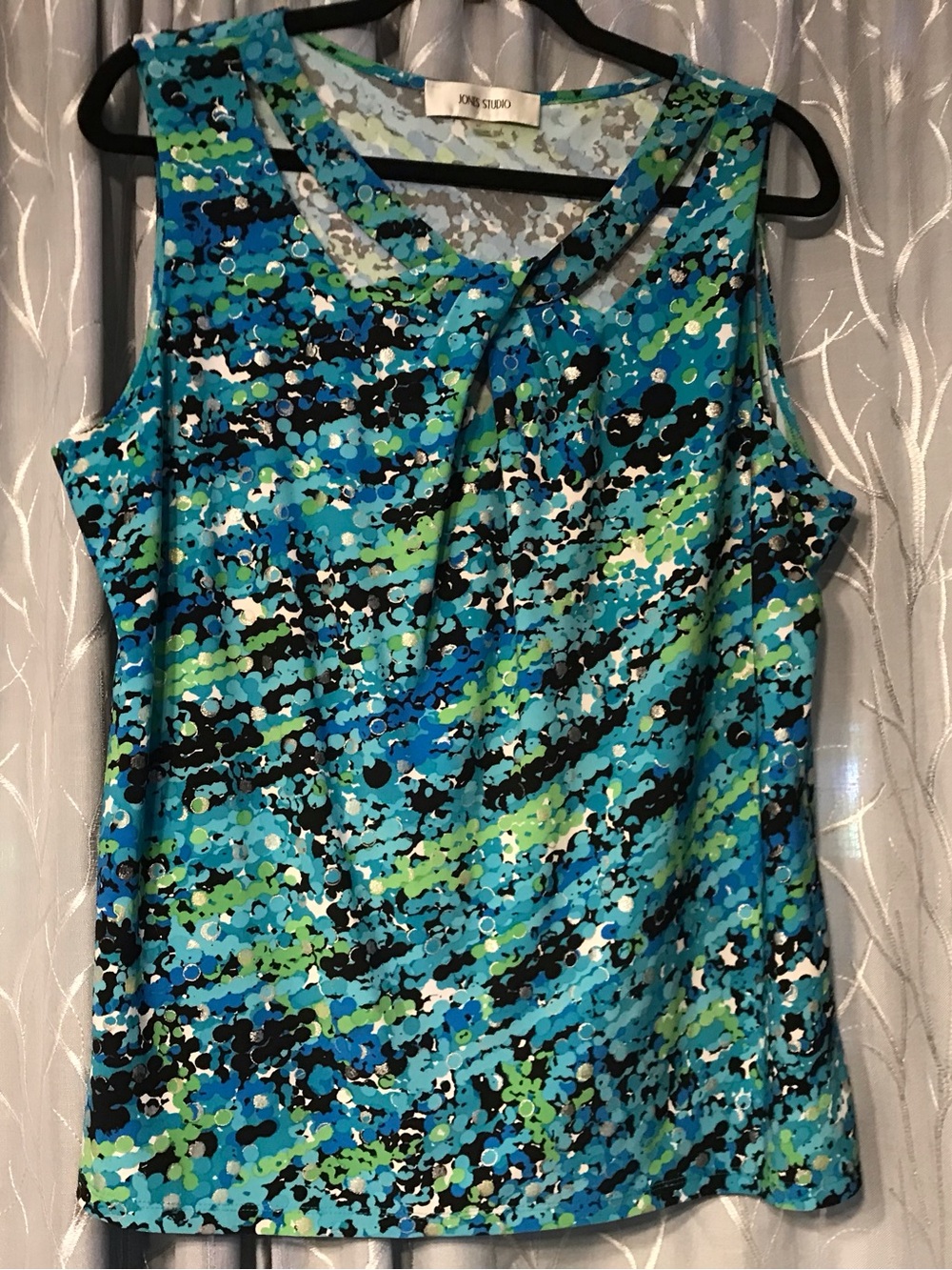 Jones Studio Blue and Green Abstract Print Sleeveless Camisole XL